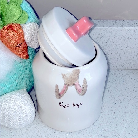 ❗️RAE DUNN HIP HOP BUNNY BABY PINK MODERN FARMHOUSE CANISTER - Picture 3 of 5